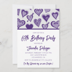Purple Hearts Kvällstjejträff 69-årsfirande Inbjudningar