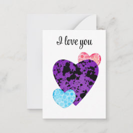 purple hearts romance design anteckningskort