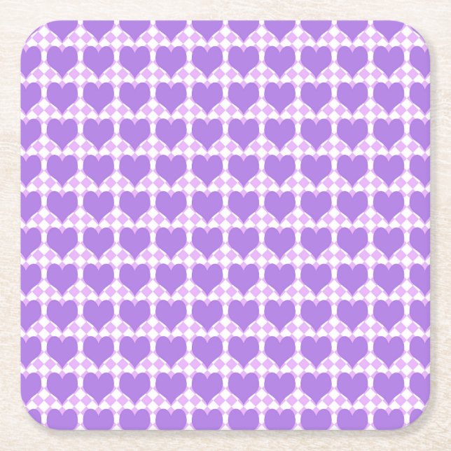 Purple Hearts Seamless Pattern Underlägg Papper Kvadrat (Framsidan)