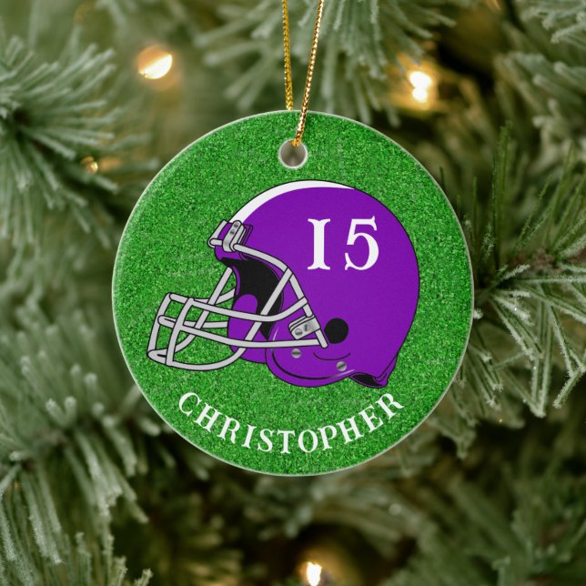 Purple Helmet Christmas   Ceramic Ornament (Träd)