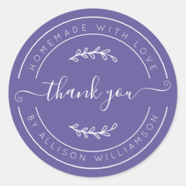 Purple Homemade Thank You Label Runt Klistermärke