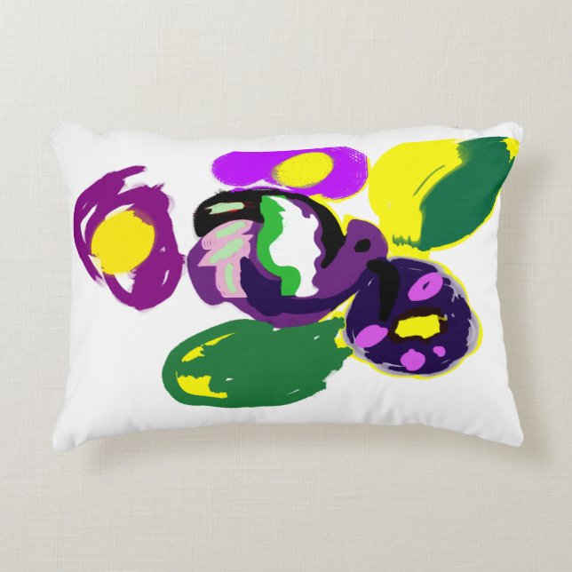 Purple hummingbird and flowers  prydnadskudde (Framsidan)