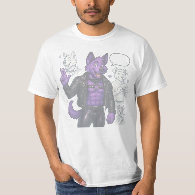 Purple Husky in Leather  T Shirt (Framsida)
