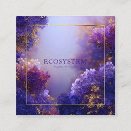 Purple Hydrangea Gold Frame Floral Elegant Fyrkantigt Visitkort