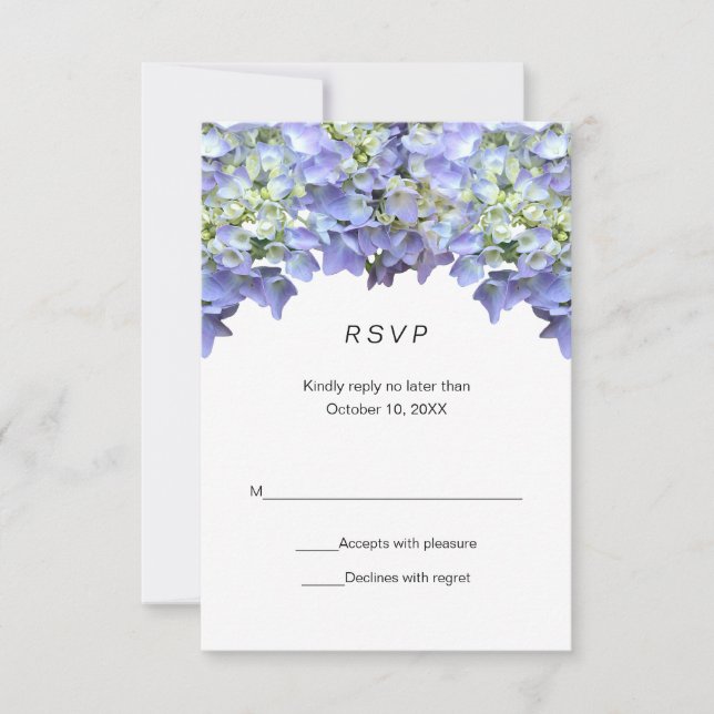 Purple Hydrangea Simple Wedding RSVP OSA Kort (Framsida)