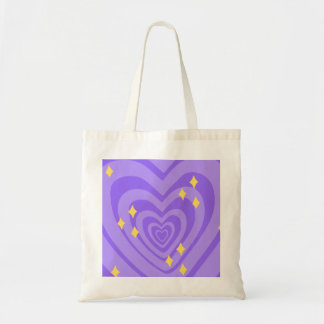 Purple hypnotic heart pattern Y2K with sparkles Tygkasse