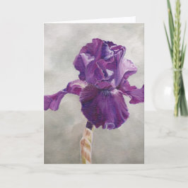 Purple Iris Flower Art Greeting Card Tack Kort