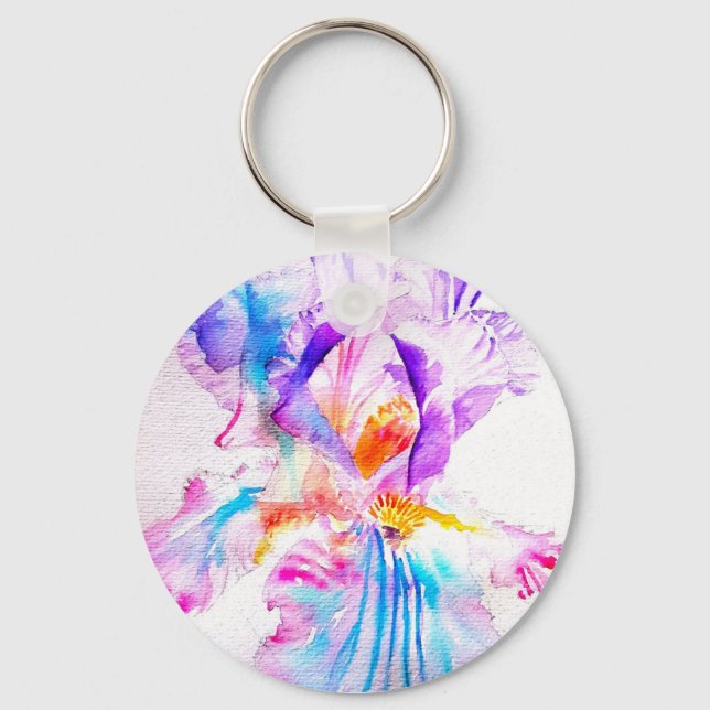 Purple iris Flower Wedding Favour Floral Flower Nyckelring (Framsida)