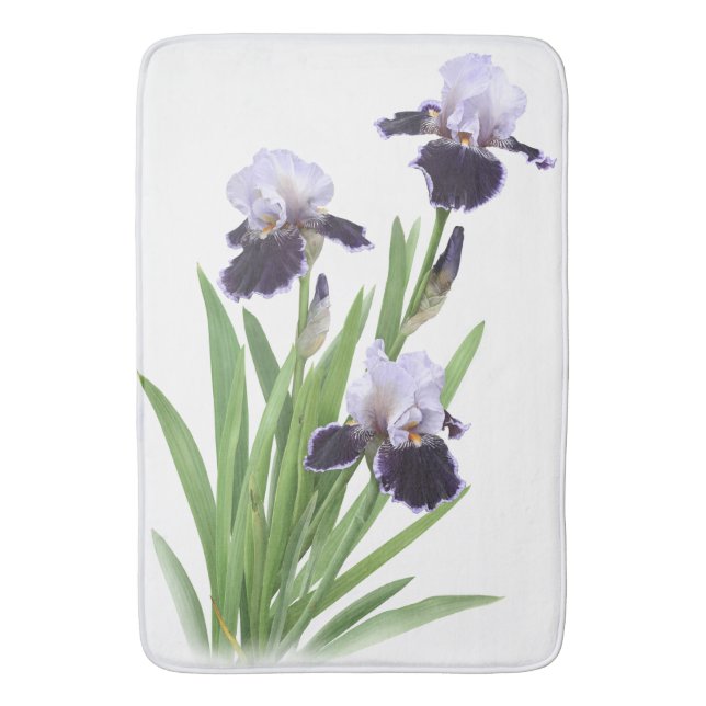 Purple Iris Flowers Botanical Art Badrumsmatta (Framsidan (Vertikal))