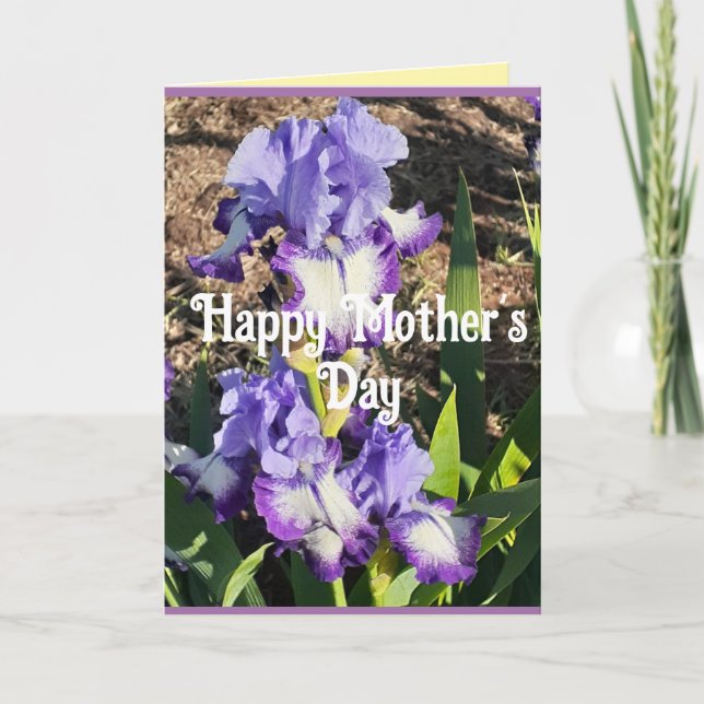 Purple Iris Irises Flower floral Mothers Day Card Kort (Framsida)