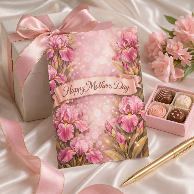 Purple Iris Mother’s Day Greeting Design Julkort (Skapare uppladdad)