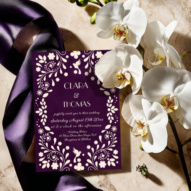 Purple Ivory Mexican Wedding Photo Invitation Inbjudningar (Skapare uppladdad)