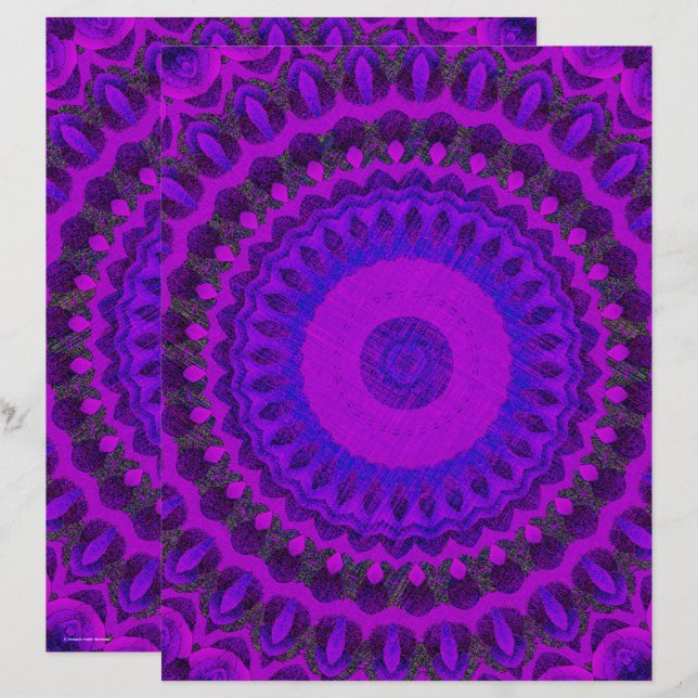 Purple Kaleidoscope Scrapbook Paper 2-Sided Page (Fram/baksida)