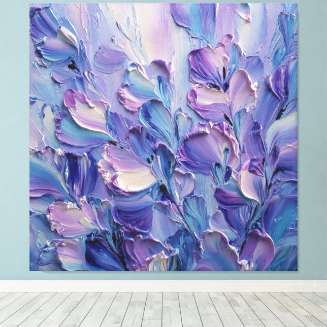 Purple Lavender Blue Petal Texture Abstract Wall A Canvastryck (Insitu (trägolv))