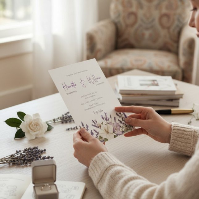 Purple Lavender Botanical Garden Wedding Inbjudningar (Skapare uppladdad)