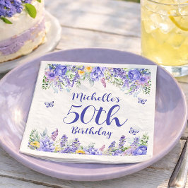 Purple Lavender Floral Garden Party 50th Birthday Pappersservett