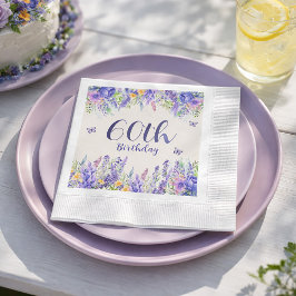 Purple Lavender Floral Garden Party 60th Birthday Pappersservett
