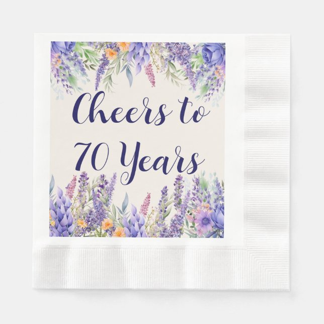 Purple Lavender Floral Garden Party 70th Birthday Pappersservett (Framsidan)