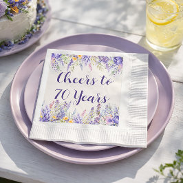 Purple Lavender Floral Garden Party 70th Birthday Pappersservett