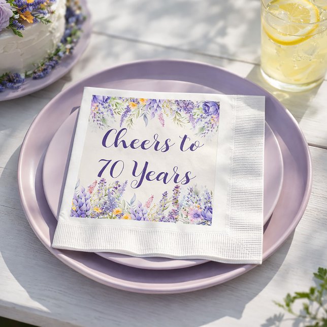 Purple Lavender Floral Garden Party 70th Birthday Pappersservett (Celebrate any age in style)