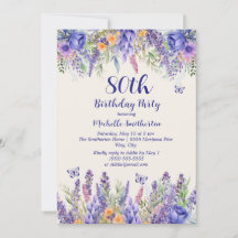 Purple Lavender Floral Garden Party 80th Birthday