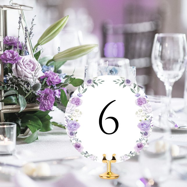 Purple Lavender Floral Round Table Number Inbjudningar (Skapare uppladdad)