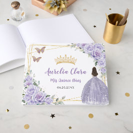 Purple Lilac Floral Sweet 15 16 Quinceanera Party Gästböcker