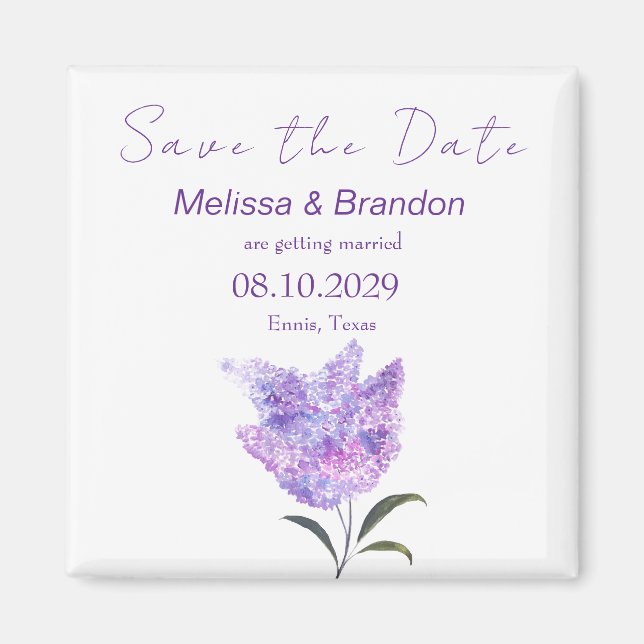 Purple Lilac Flowers Floral Rustic Wedding  Magnet (Framsidan)
