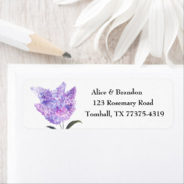 Purple Lilac Flowers Wedding Return Address Returadress Etikett