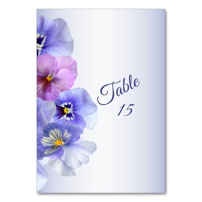 Purple Lilac Pansy Floral Rustic Wedding Party Bordsnummer (Framsidan)