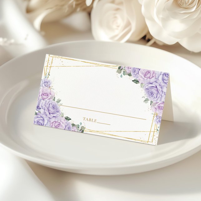 Purple Lilac Roses Floral Quinceañera Birthday Placeringskort (Skapare uppladdad)