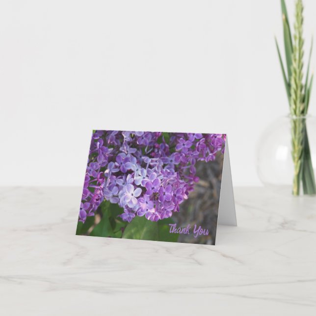 Purple Lilacs Folded Thank You Card Tack Kort (Framsida)