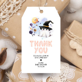 Purple Little Boo Ghost Baby Shower Favor Tags Presentetikett