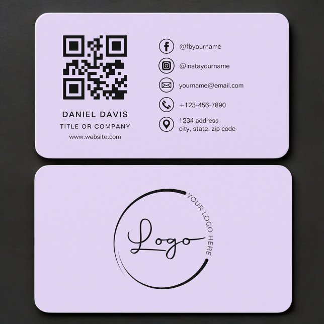 Purple Logo QR Code Professional Visitkort (Skapare uppladdad)