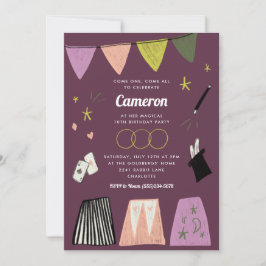 Purple Magic Show Kids Birthday Inbjudningar