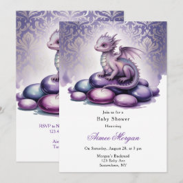 Purple Magical Dragon Baby Shower Inbjudningar