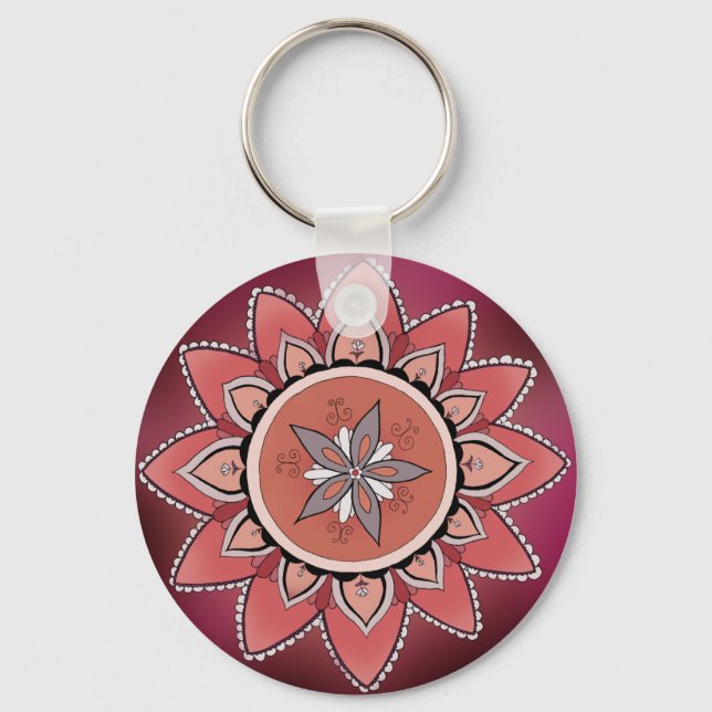 Purple Mandala Keychain Nyckelring (Framsida)