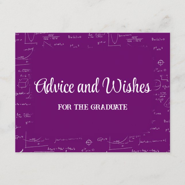 Purple Math Graduation Party Advice for Graduate Tilläggskort (Framsida)