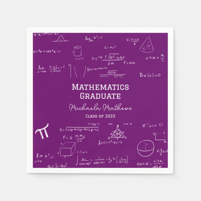 Purple Mathematics Graduate Class of Graduation Pappersservett (Framsidan)