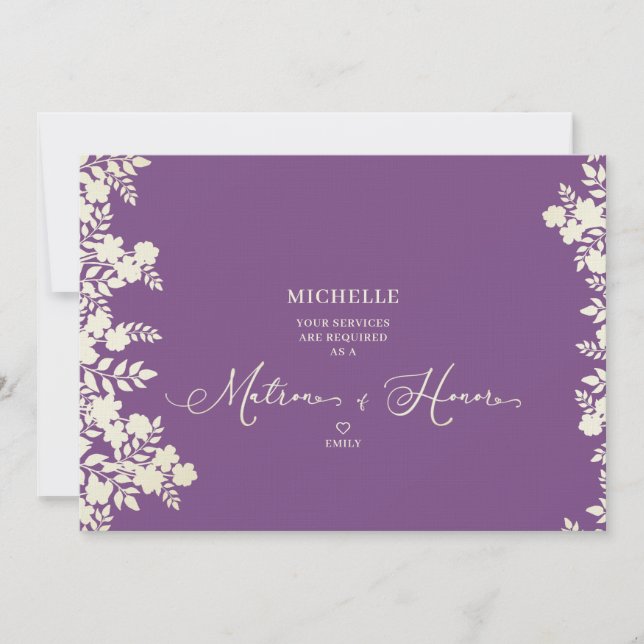 Purple Matron of Honor Proposal Botanical Frame (Framsida)