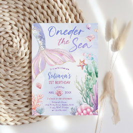 Purple Mermaid 1st Birthday Oneder the Sea  Inbjudningar