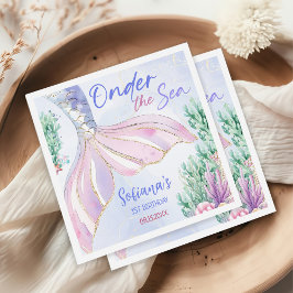 Purple Mermaid 1st Birthday Oneder the Sea Pappersservett