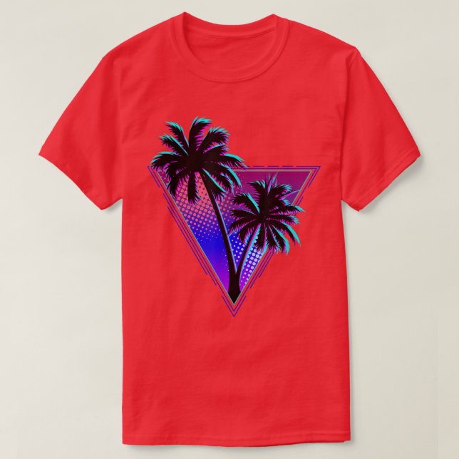 Purple Midnight Retro Palm Tree Silhouette Design  T Shirt (Design framsida)