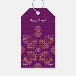 Purple Minimal Tamil Kolam Pongal Presentetikett