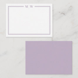 Purple Minimalist Monogram Anteckningskort