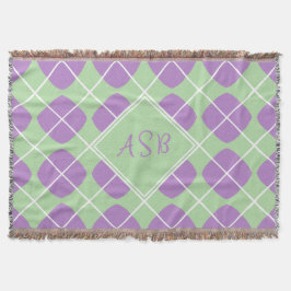 Purple Mint Green Mod Argyle Script Monogram Filt