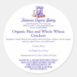 Purple Mixer Bread Bakery Food Product Label Runt Klistermärke