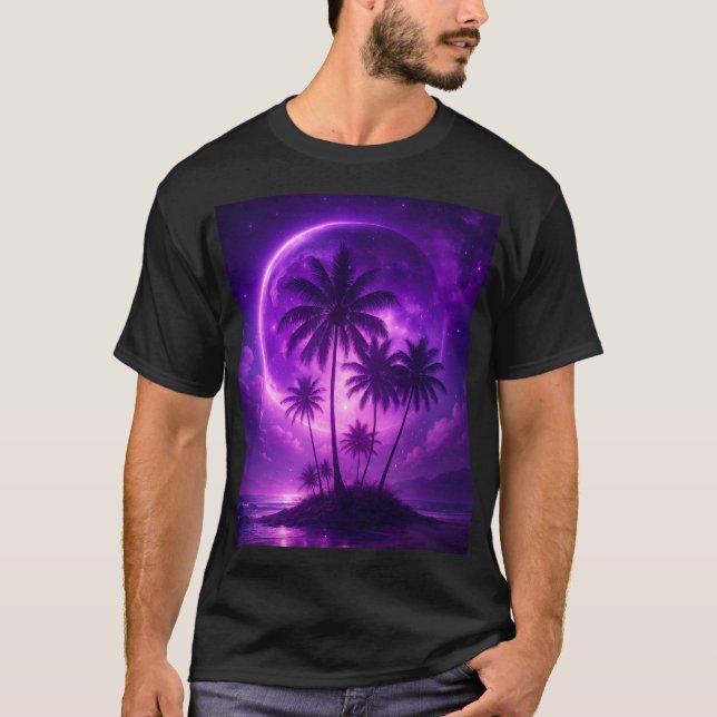 Purple Moon Island Dreamscape T Shirt (Framsida)