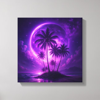 Purple Moon Island Drömlandskap Canvastryck
