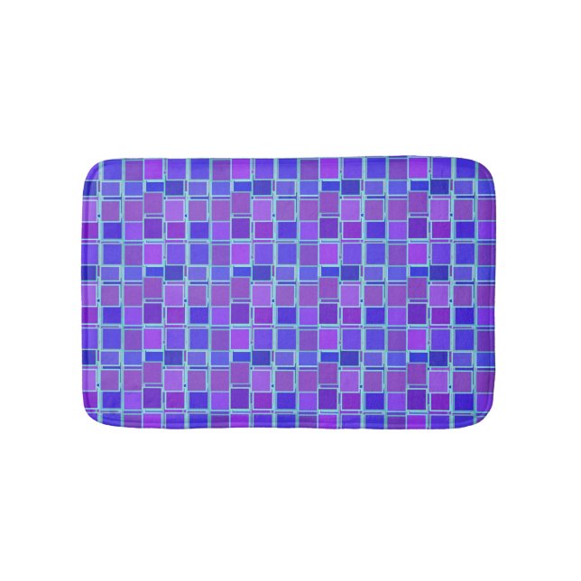 Purple Mosaic Squares Tile Pattern Badrumsmatta (Framsidan)